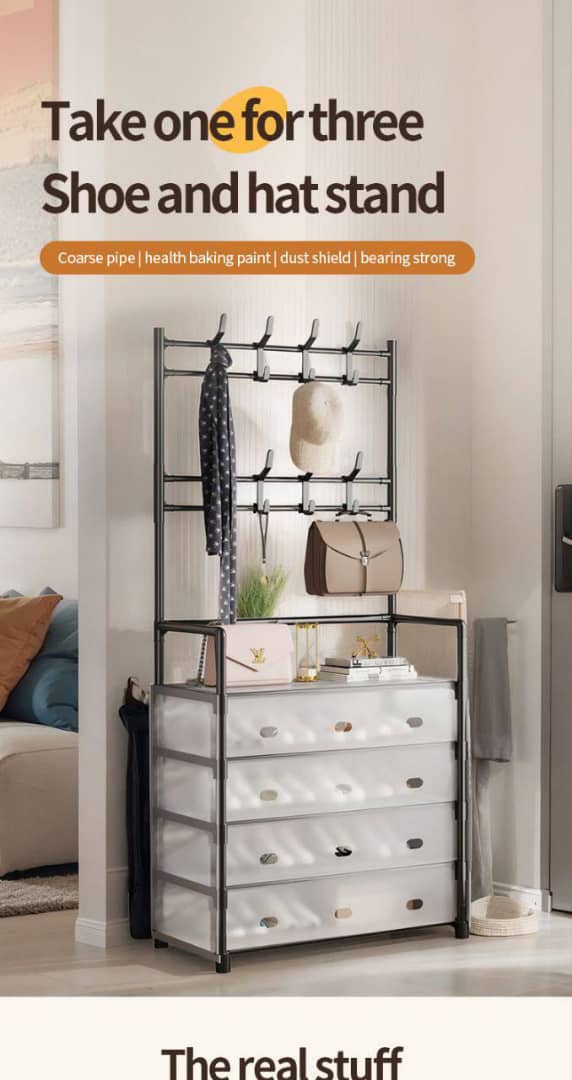 Bag, Hat, Shoe Rack With Cover